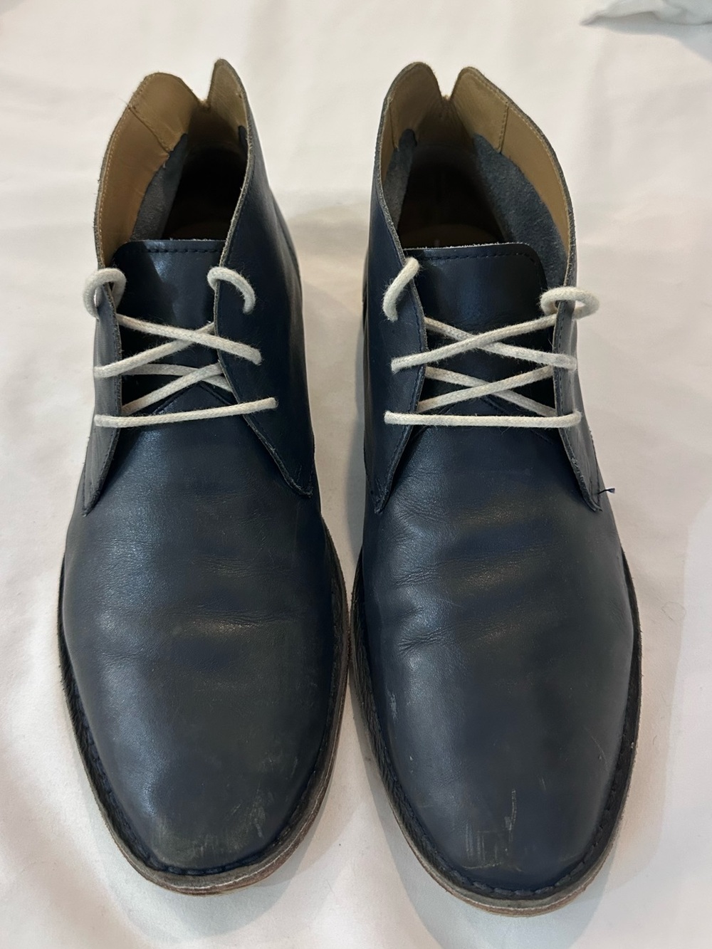 Cole Haan Navy Leather Chukka Boots with Contrast Laces